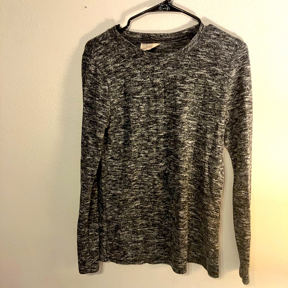 Grey and black, very soft, long sleeve shirt